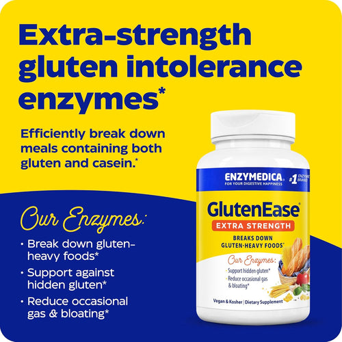, Glutenease Extra Strength, Maximum Potency Digestive Enzymes, Supports Gluten & Casein Intolerance, 30 Count