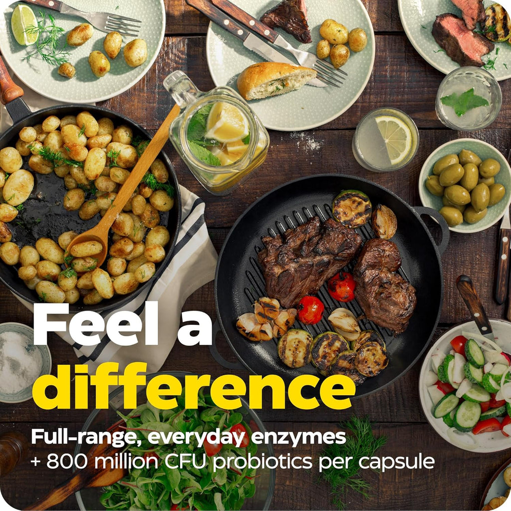 , Digest Complete + Probiotics, Gentle Digestive Enzymes with 400 Million CFU Active Cultures per Capsule, 30 Capsules