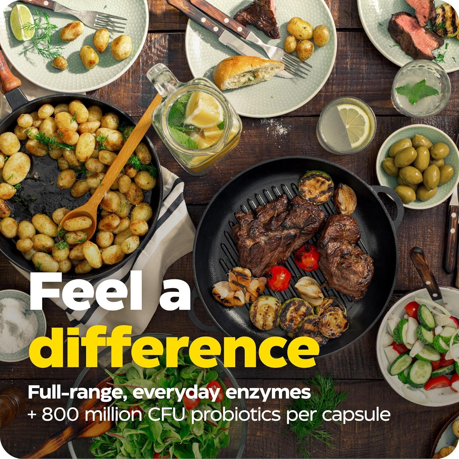 , Digest Complete + Probiotics, Gentle Digestive Enzymes with 400 Million CFU Active Cultures per Capsule, 30 Capsules