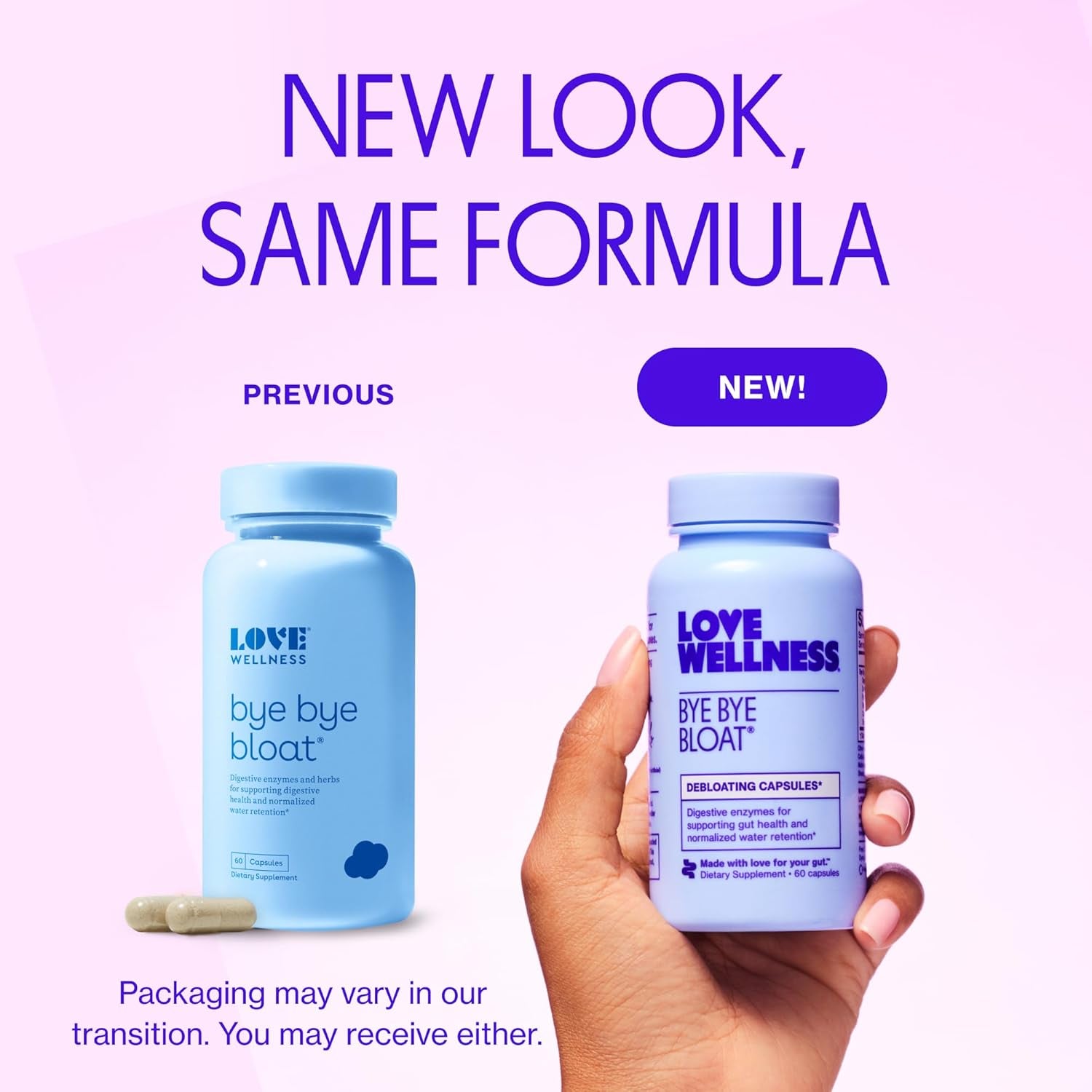 Bye Bye Bloat | Digestive Enzymes for Fast Acting Bloating Relief for Women | Helps Reduce Water Retention & Gas Relief | Supports Digestive Health with Fenugreek & Dandelion | 60 Count
