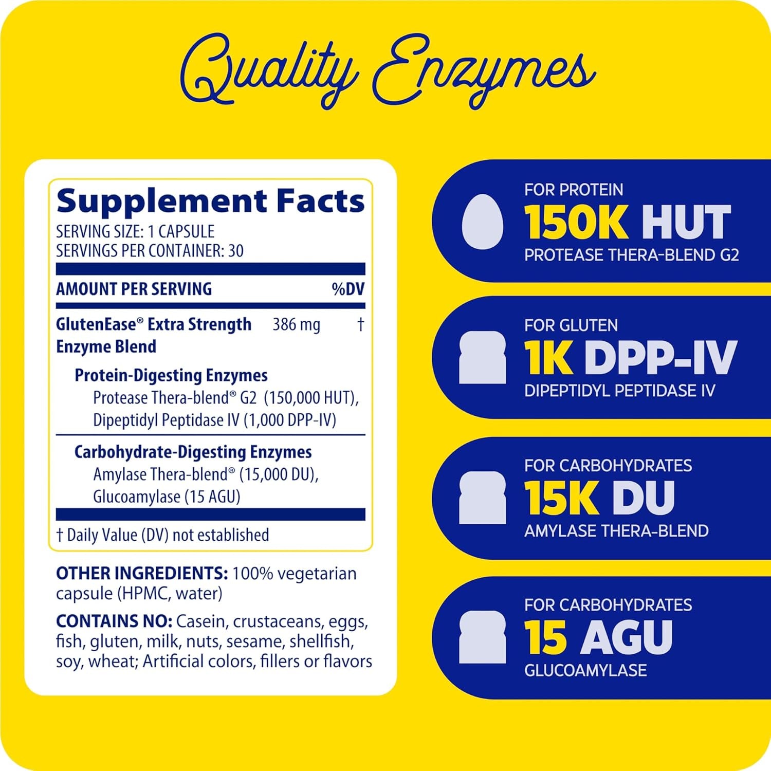 , Glutenease Extra Strength, Maximum Potency Digestive Enzymes, Supports Gluten & Casein Intolerance, 30 Count