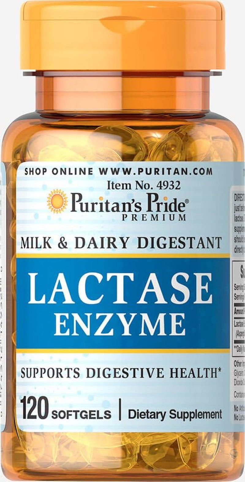 Lactase Enzyme, Milk and Dairy Digestant, Dietary Supplement Support for Digestion, and Cellular Energy Support, 40 Day Supply, 120 Softgels