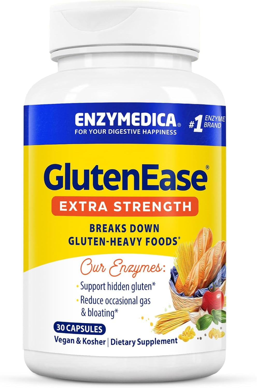 , Glutenease Extra Strength, Maximum Potency Digestive Enzymes, Supports Gluten & Casein Intolerance, 30 Count