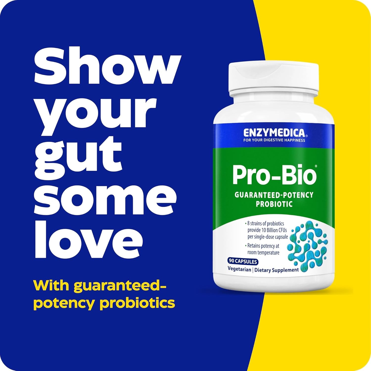 , Pro-Bio, Shelf Stable, Stomach-Acid Resistant Probiotic for Healthy Digestion, 10 Billion CFU, 90 Count