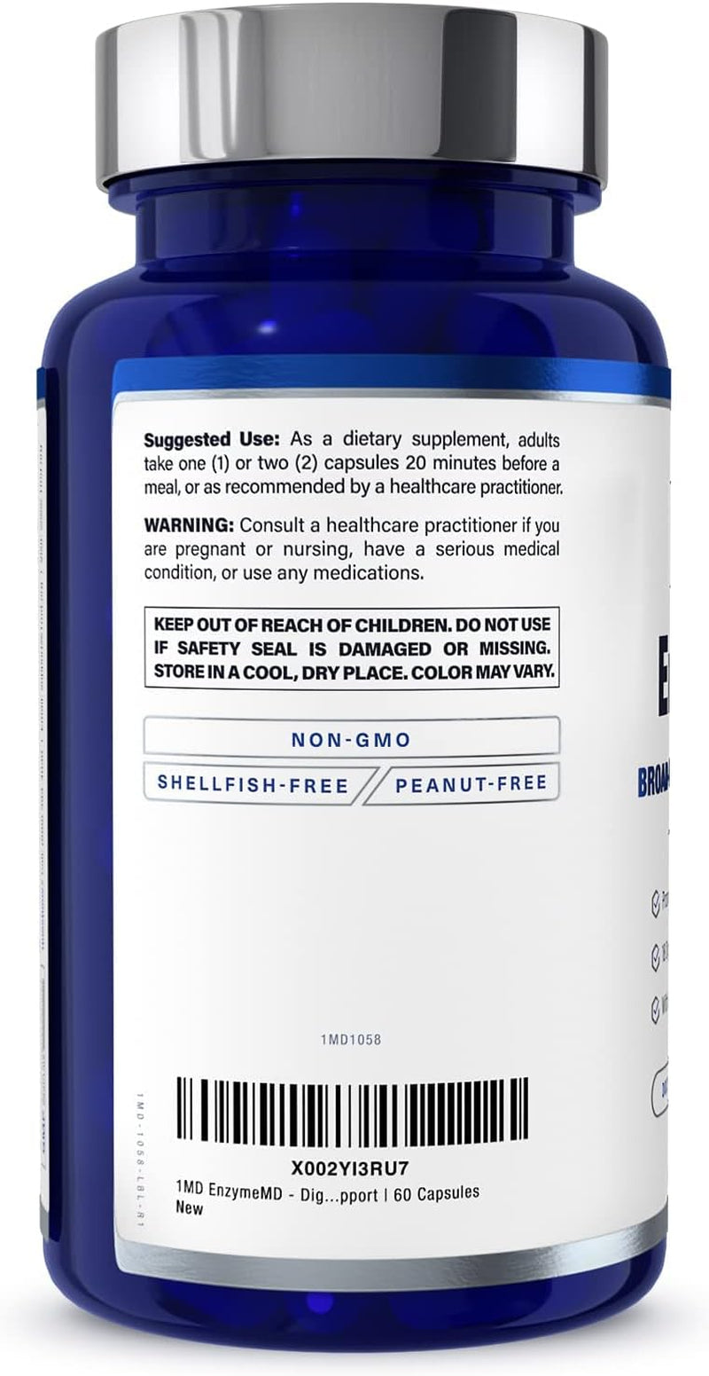 Enzymemd - Digestive Enzymes Supplement - Doctor Formulated | 18 Plant-Based Enzymes - Gas & Bloating Support | 120 Capsules (2-Pack)
