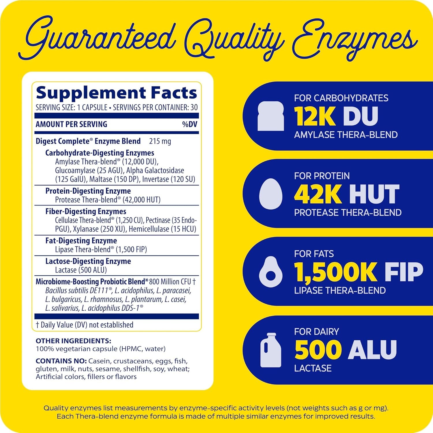 , Digest Complete + Probiotics, Gentle Digestive Enzymes with 400 Million CFU Active Cultures per Capsule, 30 Capsules