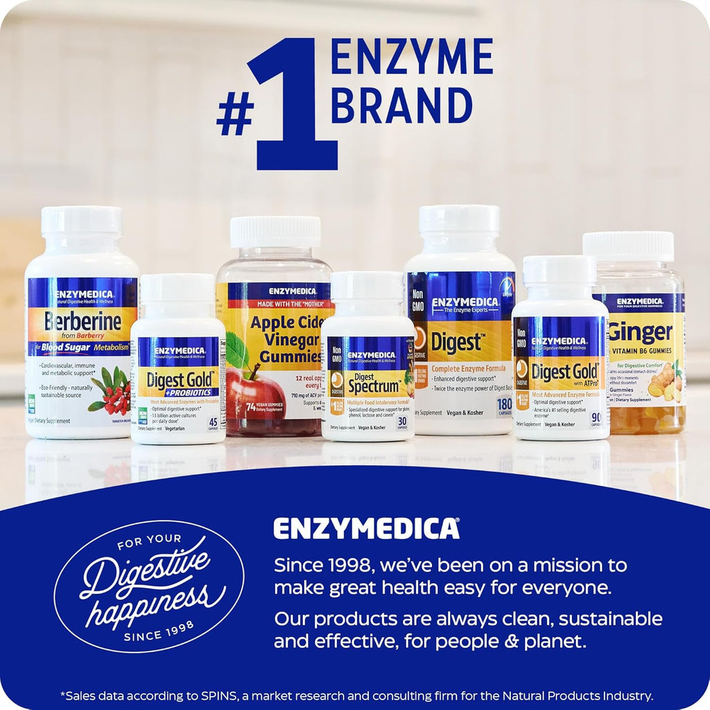 Digest, Full-Range, Everyday Digestive Enzymes, Offers Fast-Acting Gas & Bloating Relief, 180 Count (FFP)