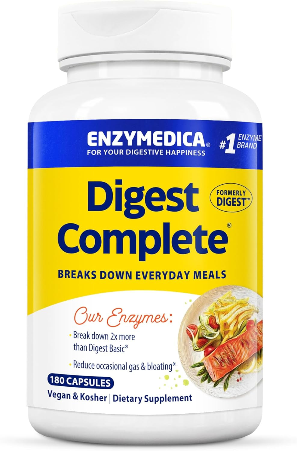 Digest, Full-Range, Everyday Digestive Enzymes, Offers Fast-Acting Gas & Bloating Relief, 180 Count (FFP)
