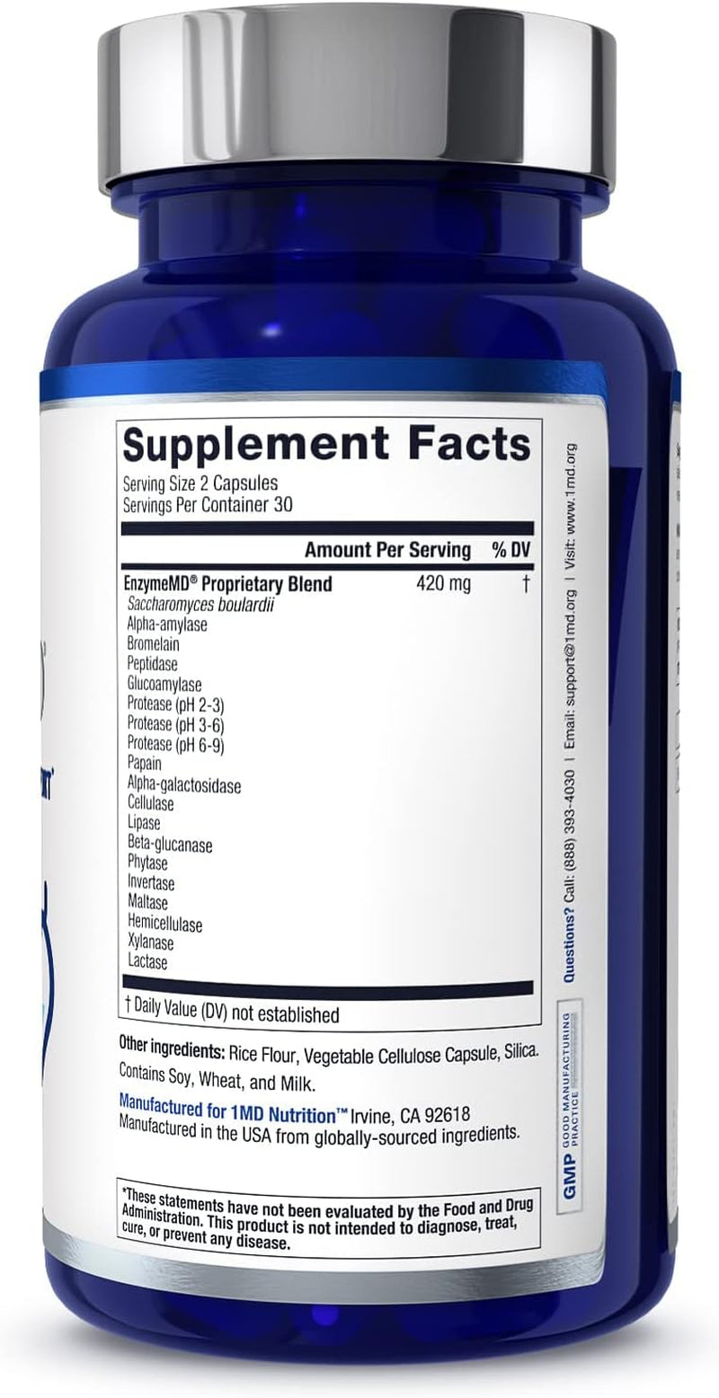Enzymemd - Digestive Enzymes Supplement - Doctor Formulated | 18 Plant-Based Enzymes - Gas & Bloating Support | 120 Capsules (2-Pack)