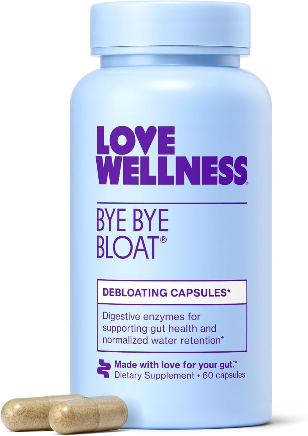 Bye Bye Bloat | Digestive Enzymes for Fast Acting Bloating Relief for Women | Helps Reduce Water Retention & Gas Relief | Supports Digestive Health with Fenugreek & Dandelion | 60 Count