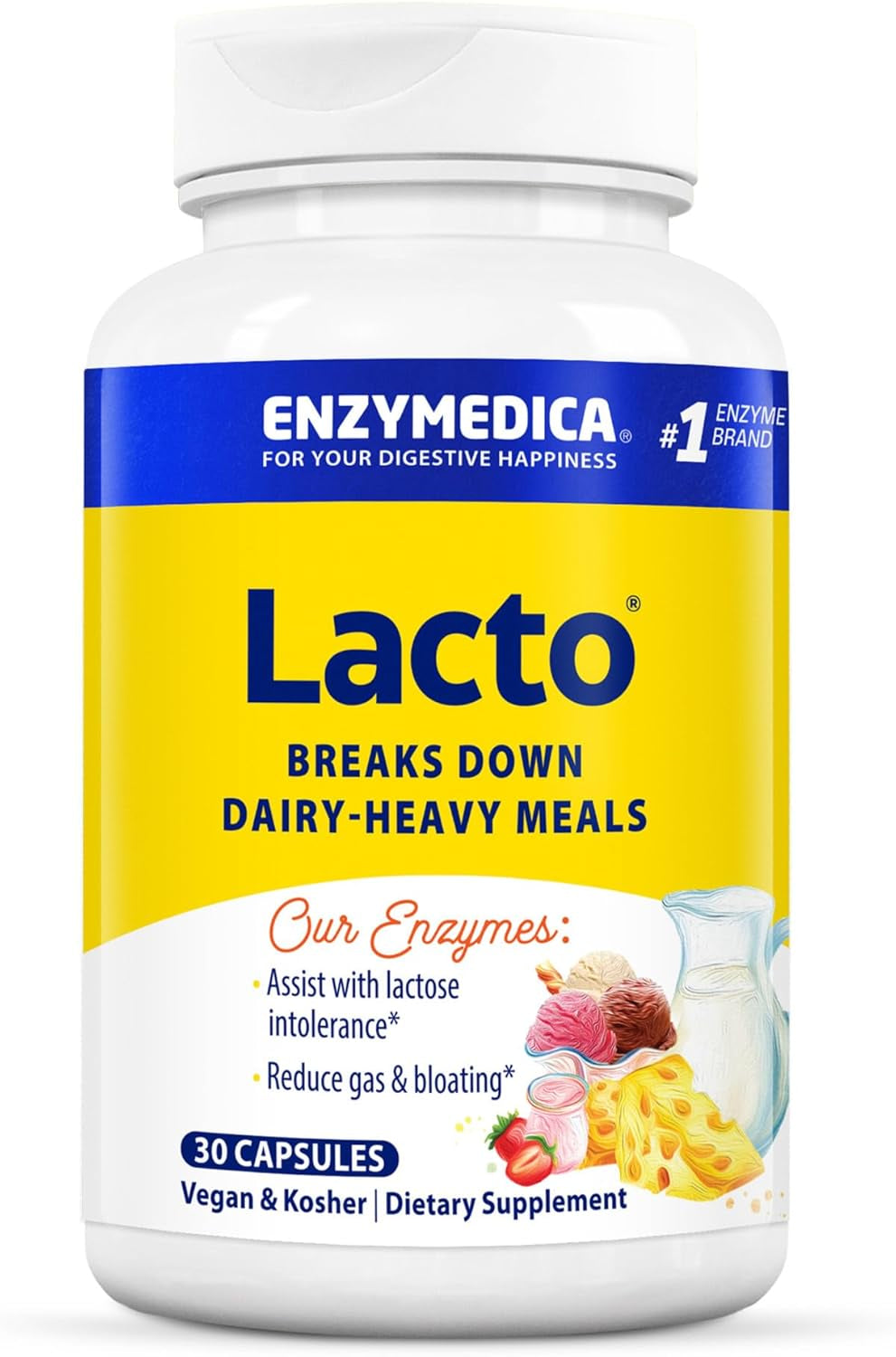 Lacto, Digestive Enzymes for Complete Dairy Digestion, Offers Fast-Acting Gas & Bloating Relief