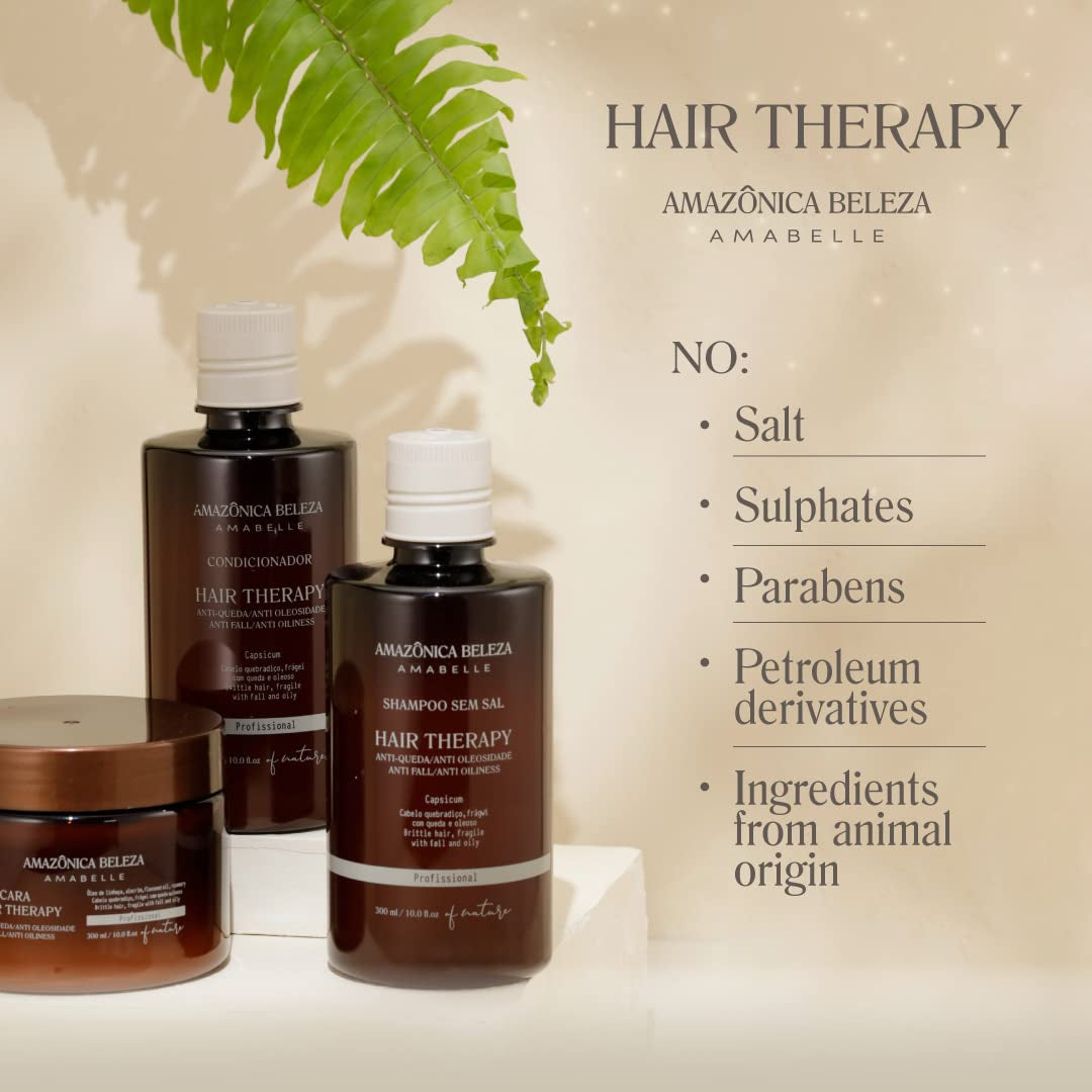 AMAZONICA BELEZA Hair Therapy Kit - Shampoo, Conditioner, Hair Mask (300Ml/10.1 Oz) | Professional Line | Removes Oiliness, Prevents Hair Loss, Promotes Growth